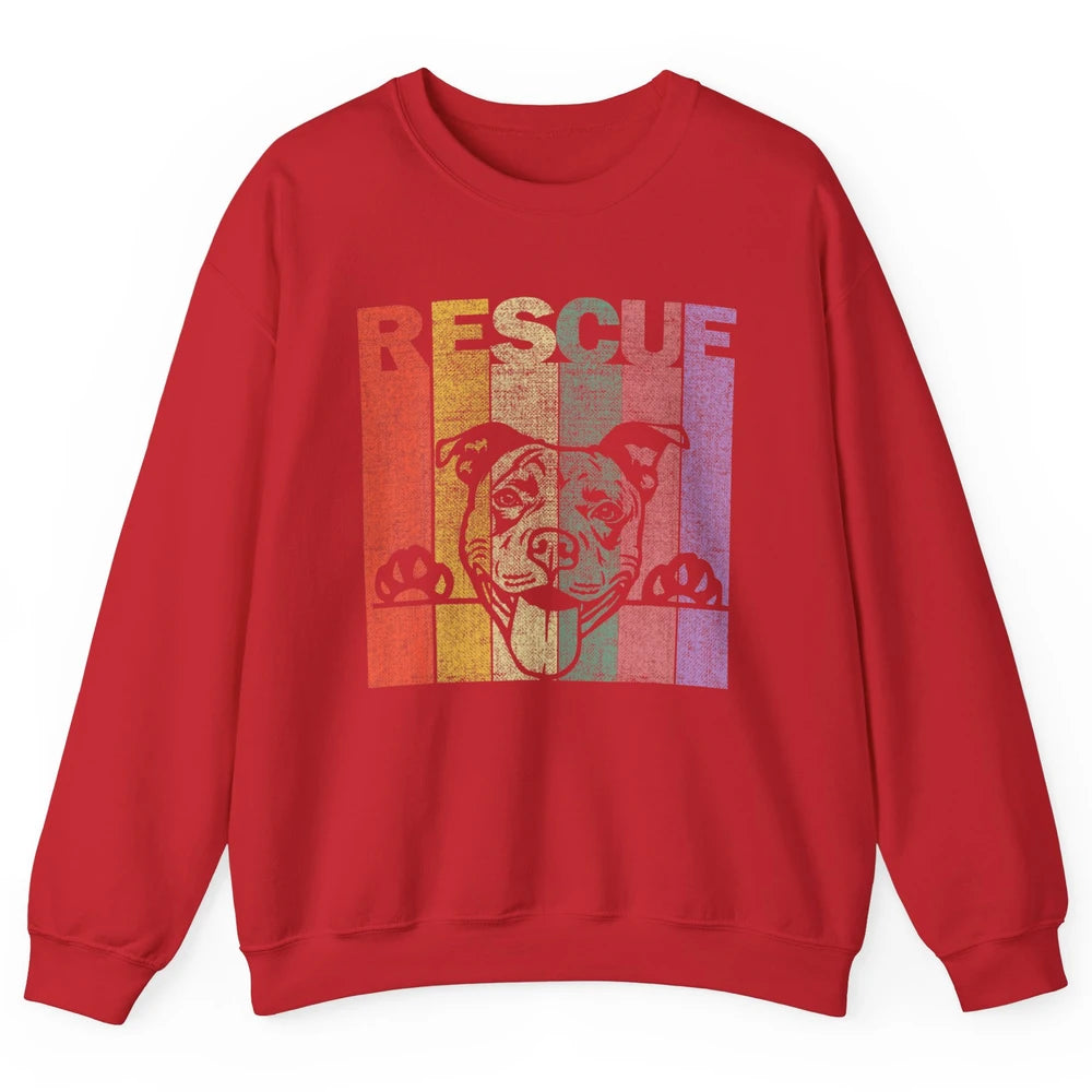 Rescue Dog Pitbull Puppy Adopt Vintage Funny Pet Rescuer Mom Unisex Crewneck Sweatshirt