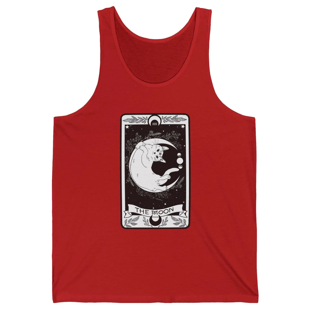 Retro Halloween Gothic Cat The Moon Tarot Card Witchcraft Unisex Jersey Tank