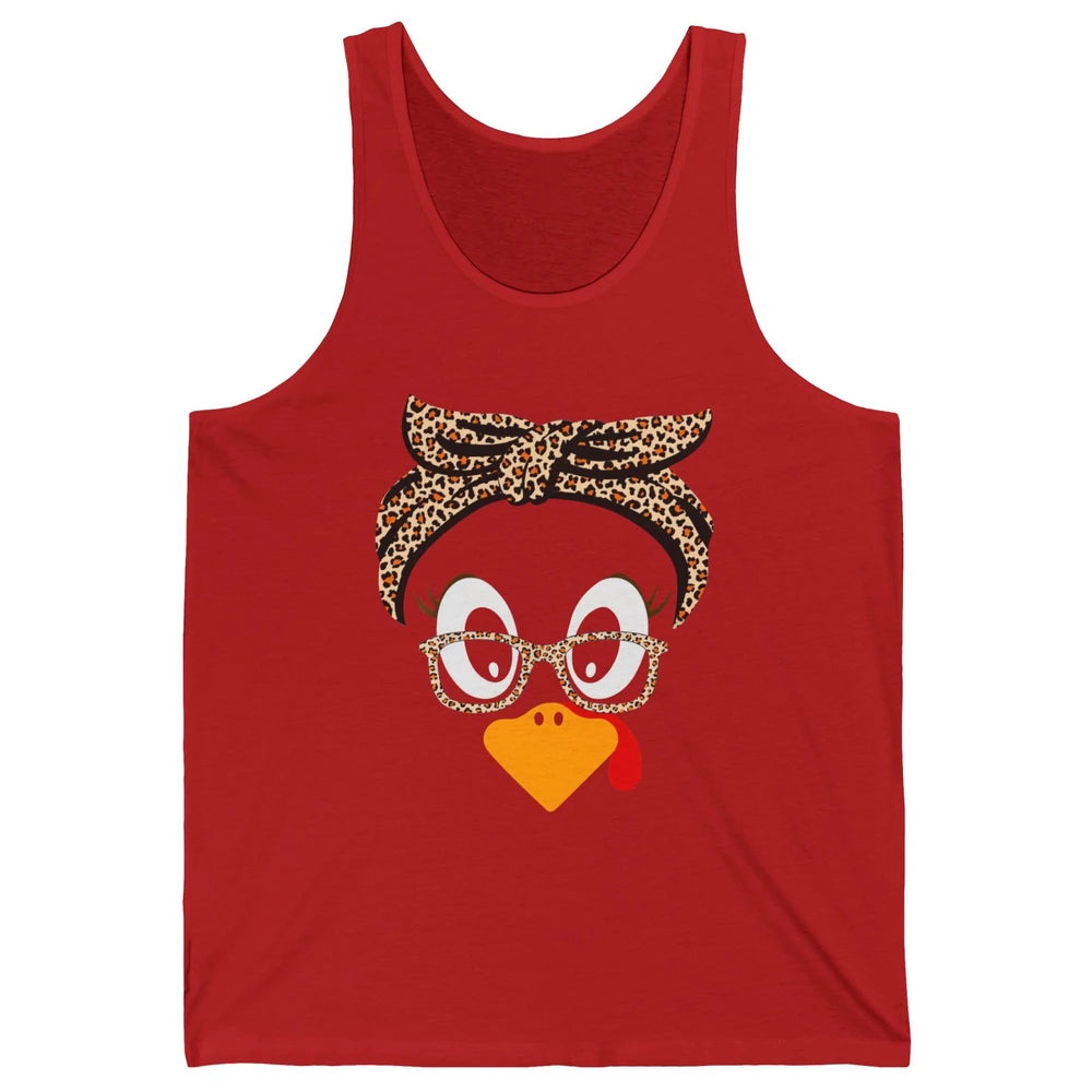 Cute Turkey Mom Leopard Glasses Thanksgiving Fall Turkey Day Unisex Jersey Tank
