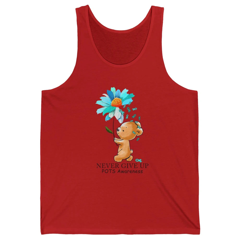 POTS Awareness Keep Going Daisy Bear Turquoise Sunflower Unisex Jersey Tank