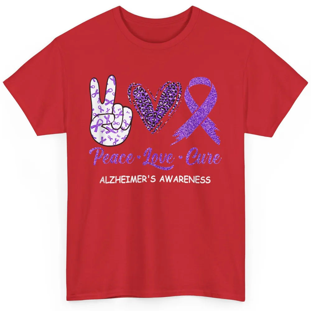 Peace Love Cure Purple Ribbon Alzheimer Disease Awareness Classic Unisex T-Shirt