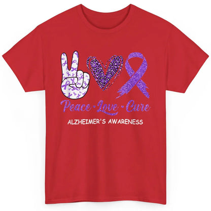Peace Love Cure Purple Ribbon Alzheimer Disease Awareness Classic Unisex T-Shirt
