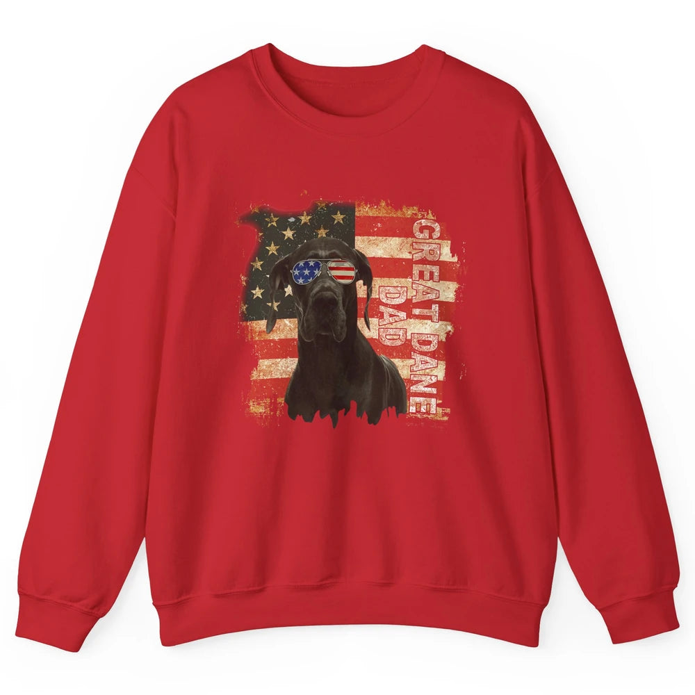 Retro Best Great Dane Dad Ever American Flag 4th Of July Unisex Crewneck Sweatshirt