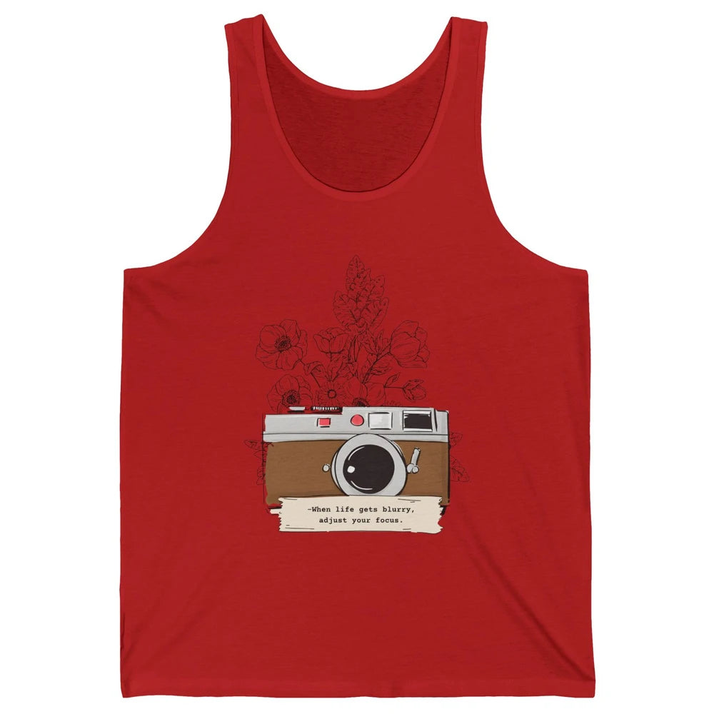 Retro Adjust Your Focus Floral Camera Mental Health Therapy Unisex Jersey Tank