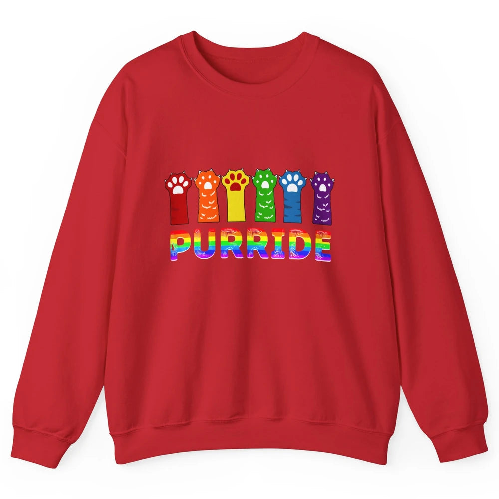 Purride Funny Cat Lover LGBT Pride Awareness Gift LGBT Month Unisex Crewneck Sweatshirt