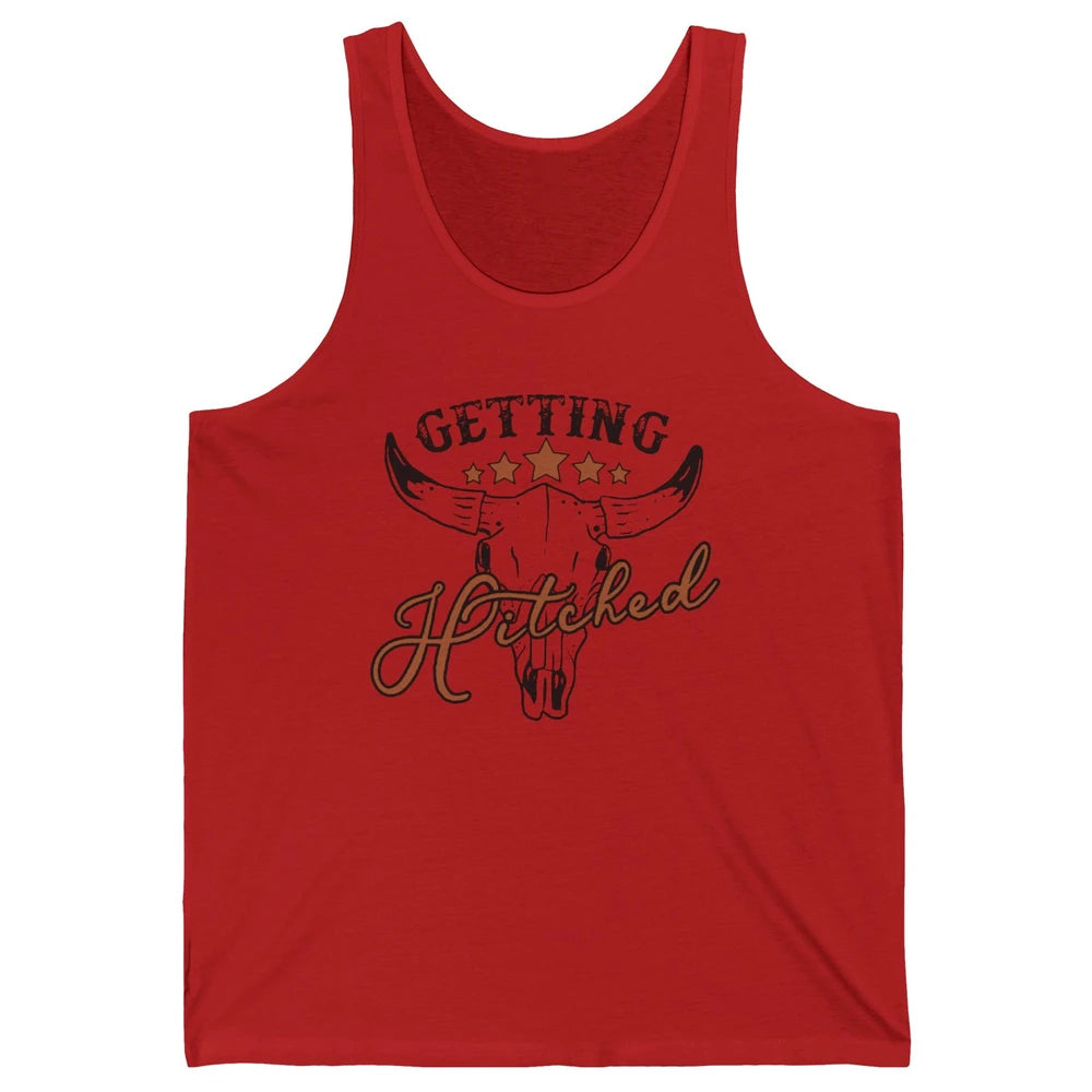Retro Bull Skull Getting Rowdy Gettin Hitched Western Bridal Unisex Jersey Tank