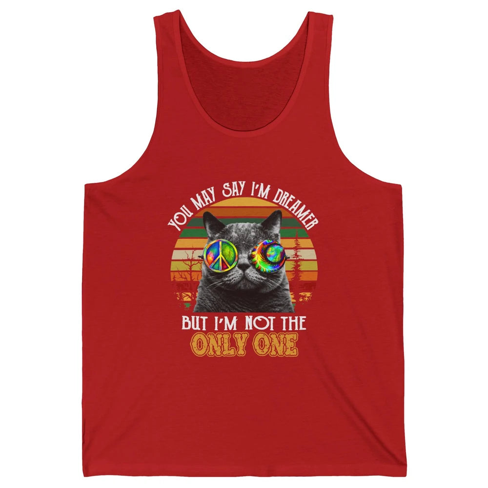 Retro Hippie Cat I'm A Dreamer Peace Lovers Hippie Soul Gift Unisex Jersey Tank