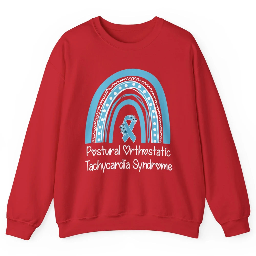 Postural Orthostatic Tachycardia Syndrome Turquoise Rainbow Unisex Crewneck Sweatshirt