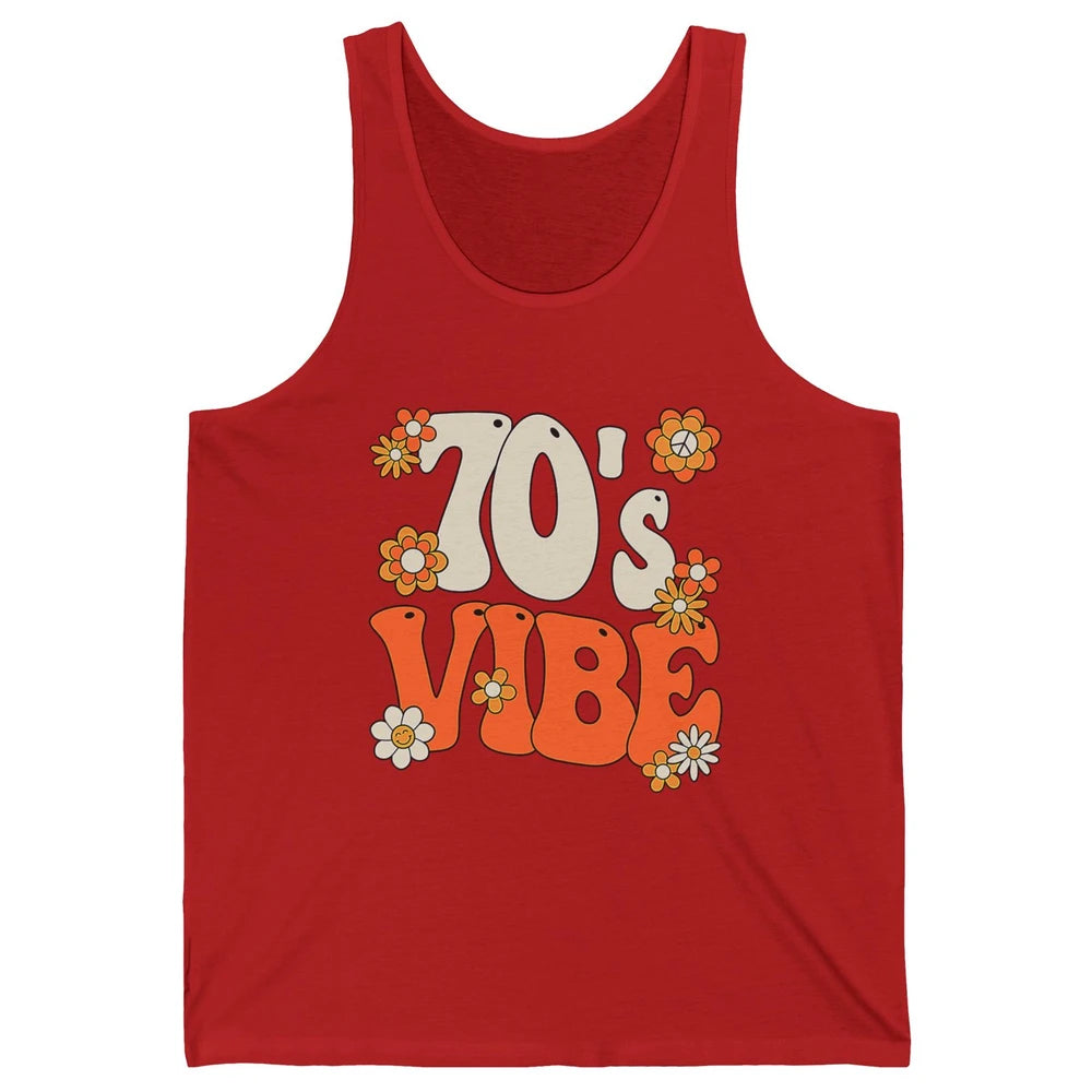 Retro 70s Vibe Groovy Smile Daisy Hippie Positive 1970 Party Unisex Jersey Tank