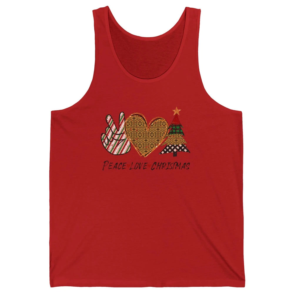 Peace Love Christmas Leopard Merry Christmas Vintage Retro Unisex Jersey Tank