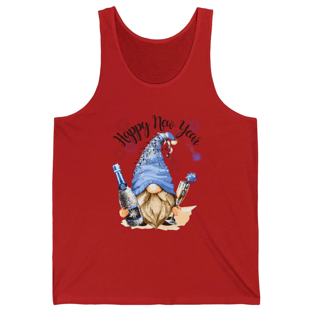 Happy New Year Gnome Champagne New Year Eve Cheer Gnomies Unisex Jersey Tank
