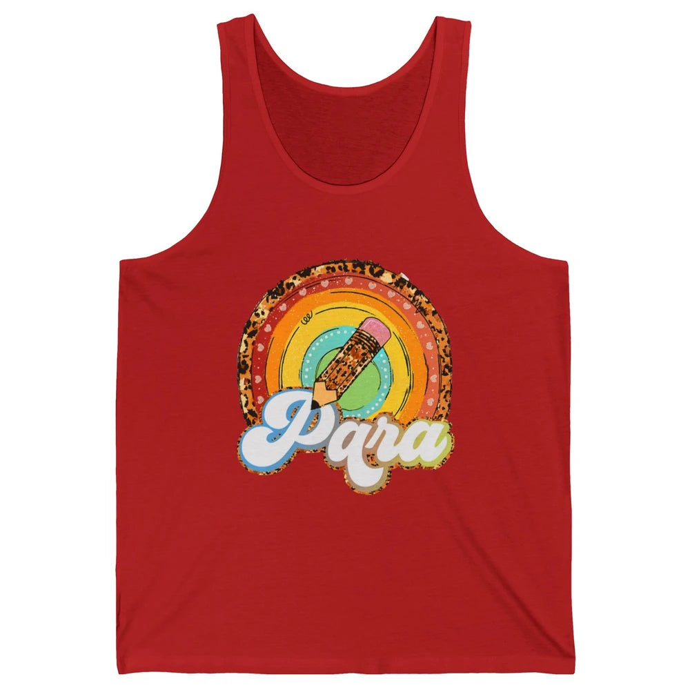 Retro Leopard Rainbow Paraprofessional Teacher Para Squad Unisex Jersey Tank