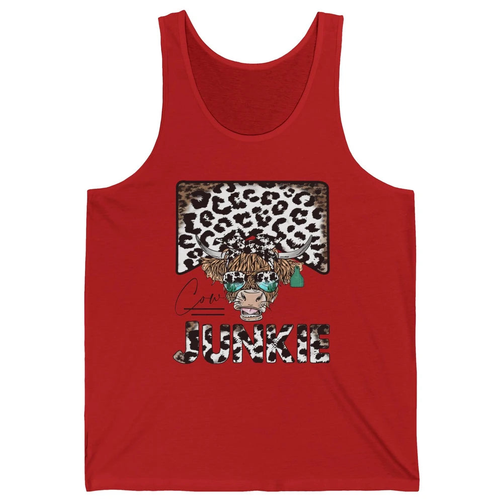 Leopard Highland Cow Bandana Cow Junkie Western Country Unisex Jersey Tank