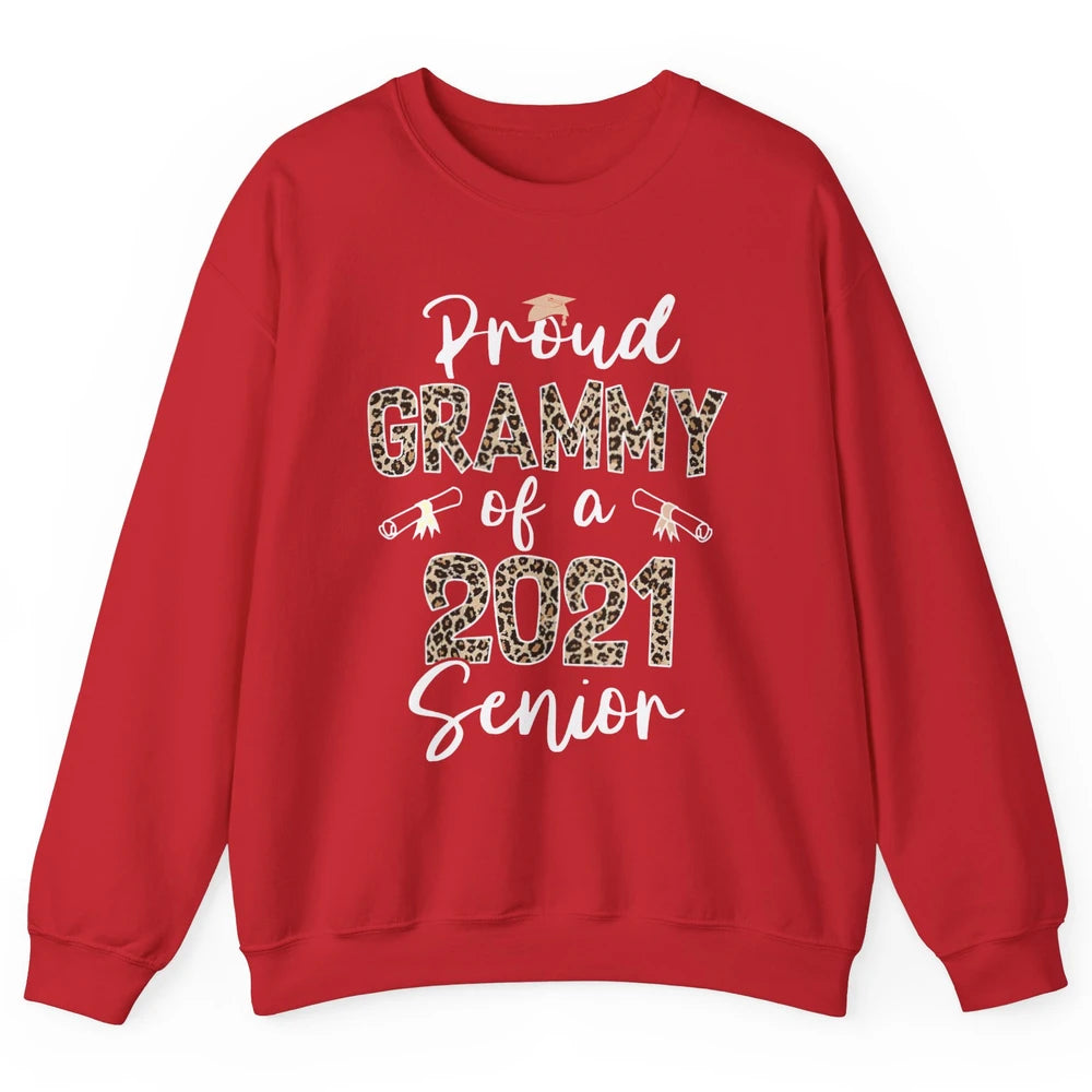 Proud Grammy Of A 2021 Senior Senior 2021 Grad Party Leopard Unisex Crewneck Sweatshirt