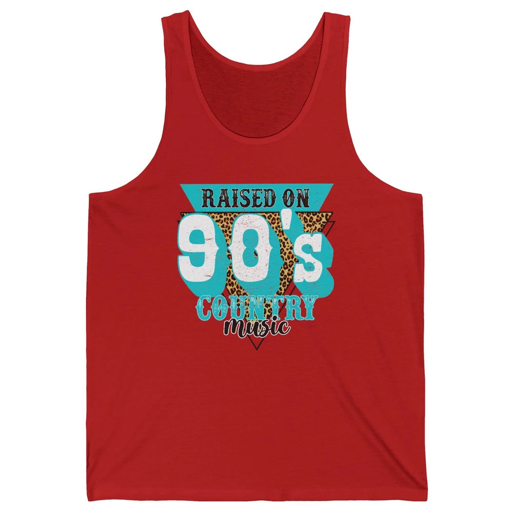 Retro Leopard Raised On 90s Country Music Western Cowgirl Unisex Jersey Tank