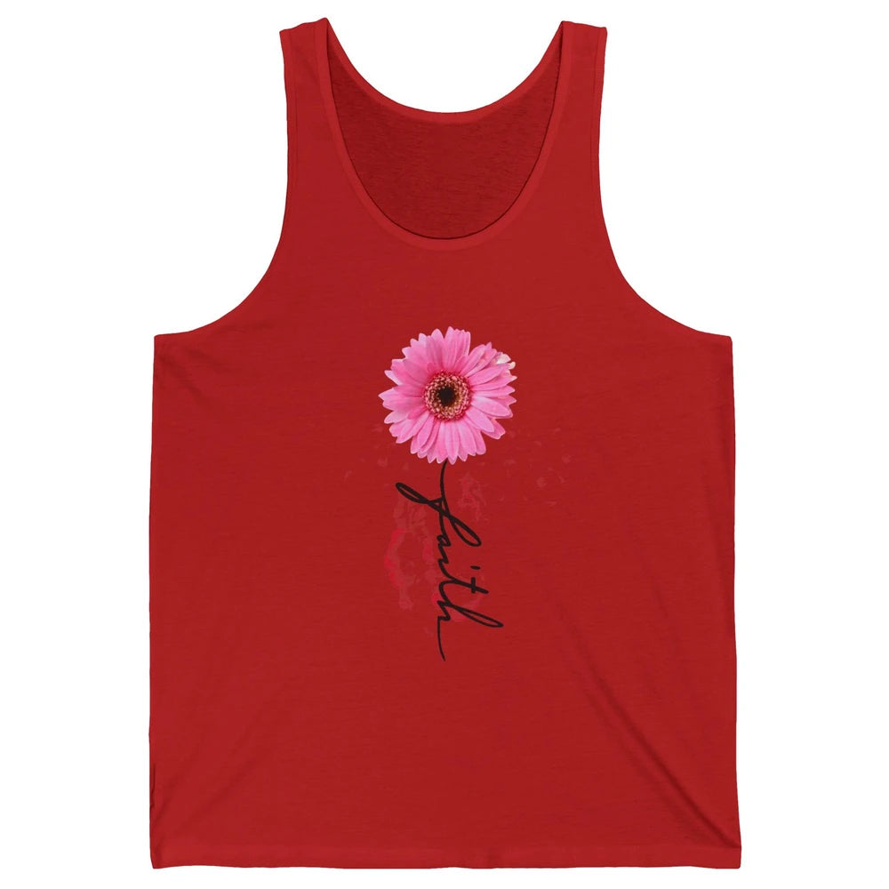 Pink Daisy Faith Cross Christian Religious God Lovers Gift Unisex Jersey Tank