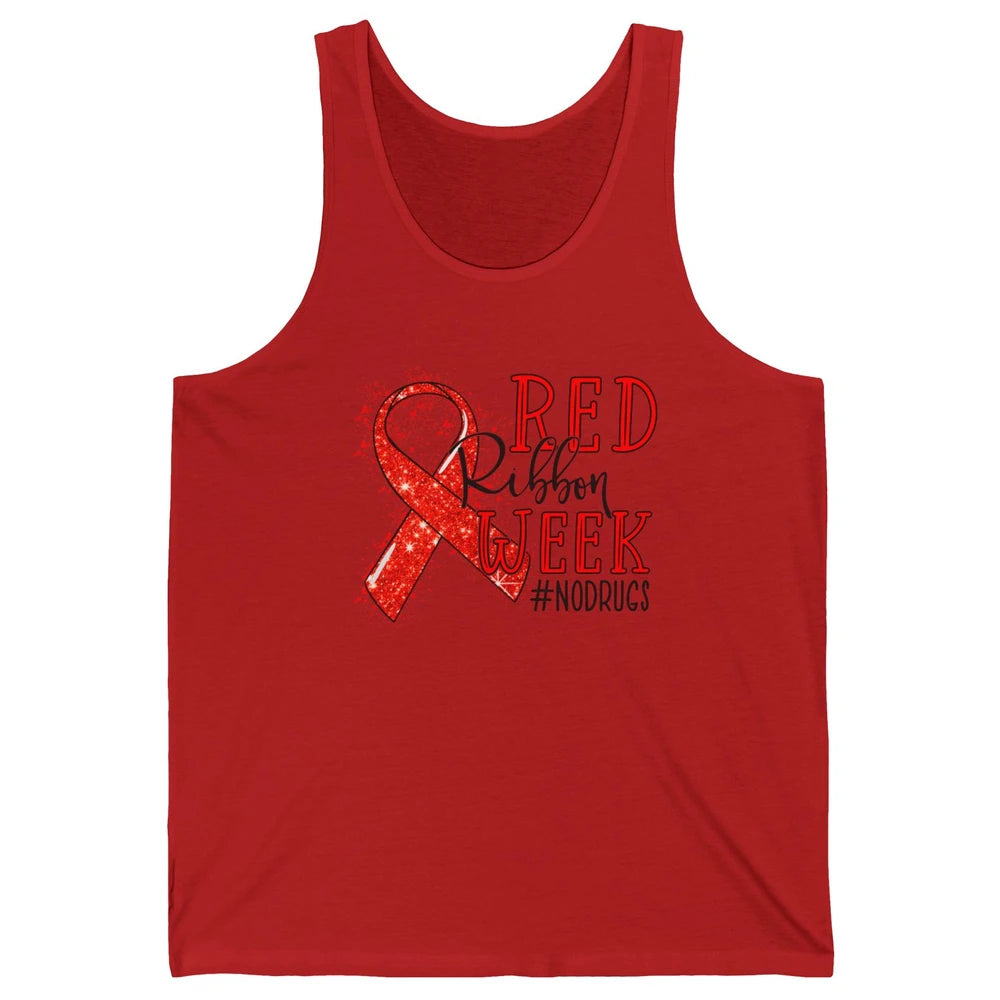 October Red Ribbon Week Awareness No Drugs Drug Free Unisex Jersey Tank
