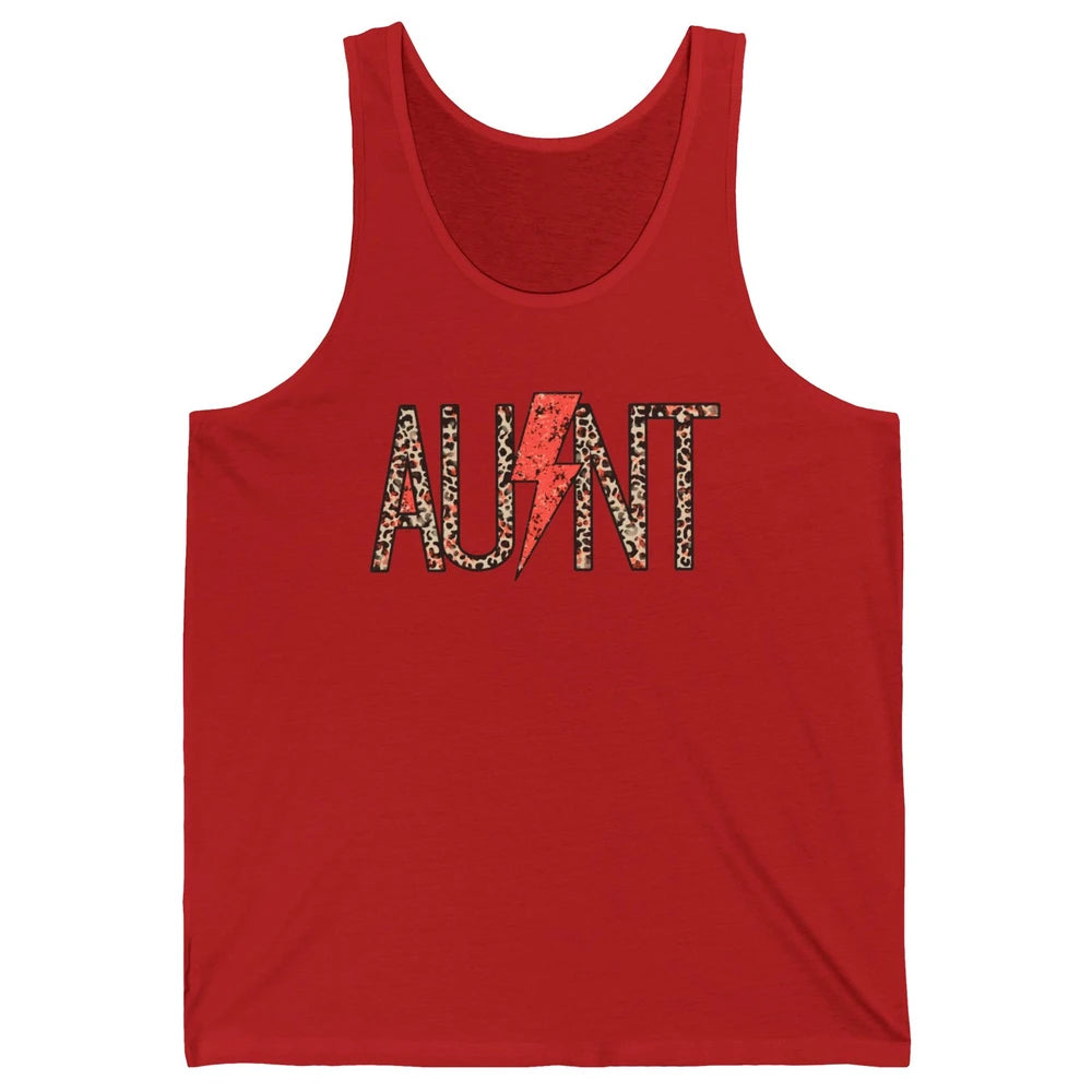 Retro Leopard Aunt Lightning Bolt Western Country Auntie Unisex Jersey Tank