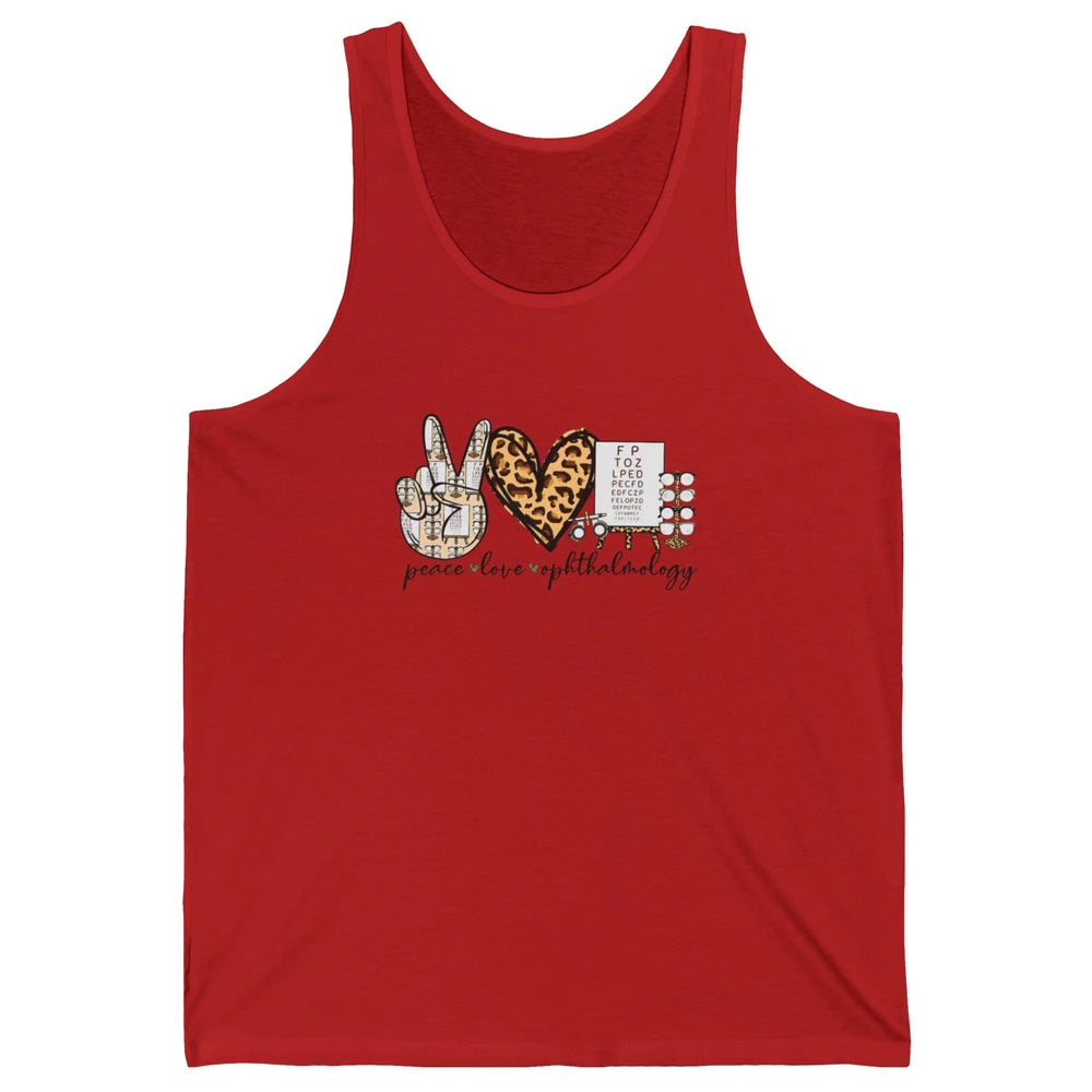 Peace Love Ophthalmology Leopard Heart Optician Optometrist Unisex Jersey Tank