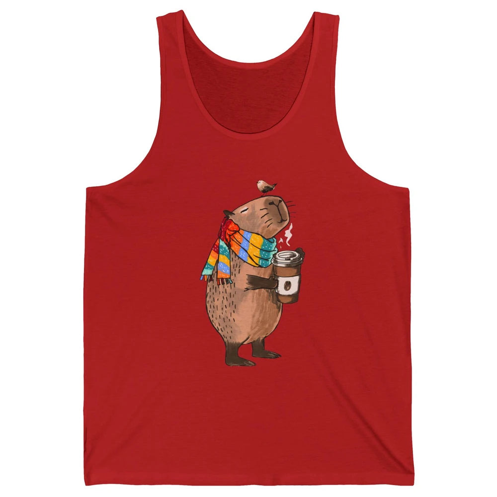 Retro Capybara Drinking Coffee Animal Stuffed Capybara Lover Unisex Jersey Tank