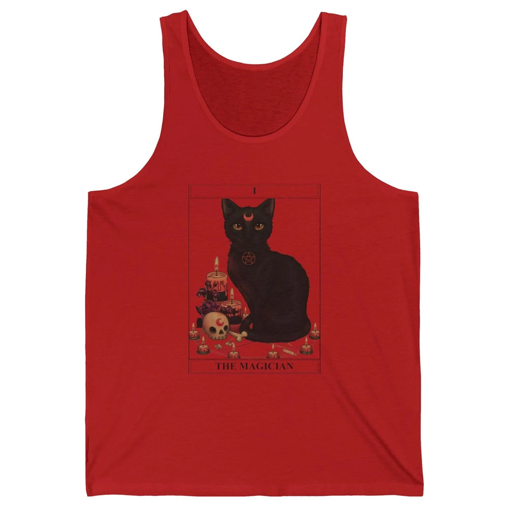 Retro Halloween Gothic Cat The Magician Tarot Witchcraft Unisex Jersey Tank