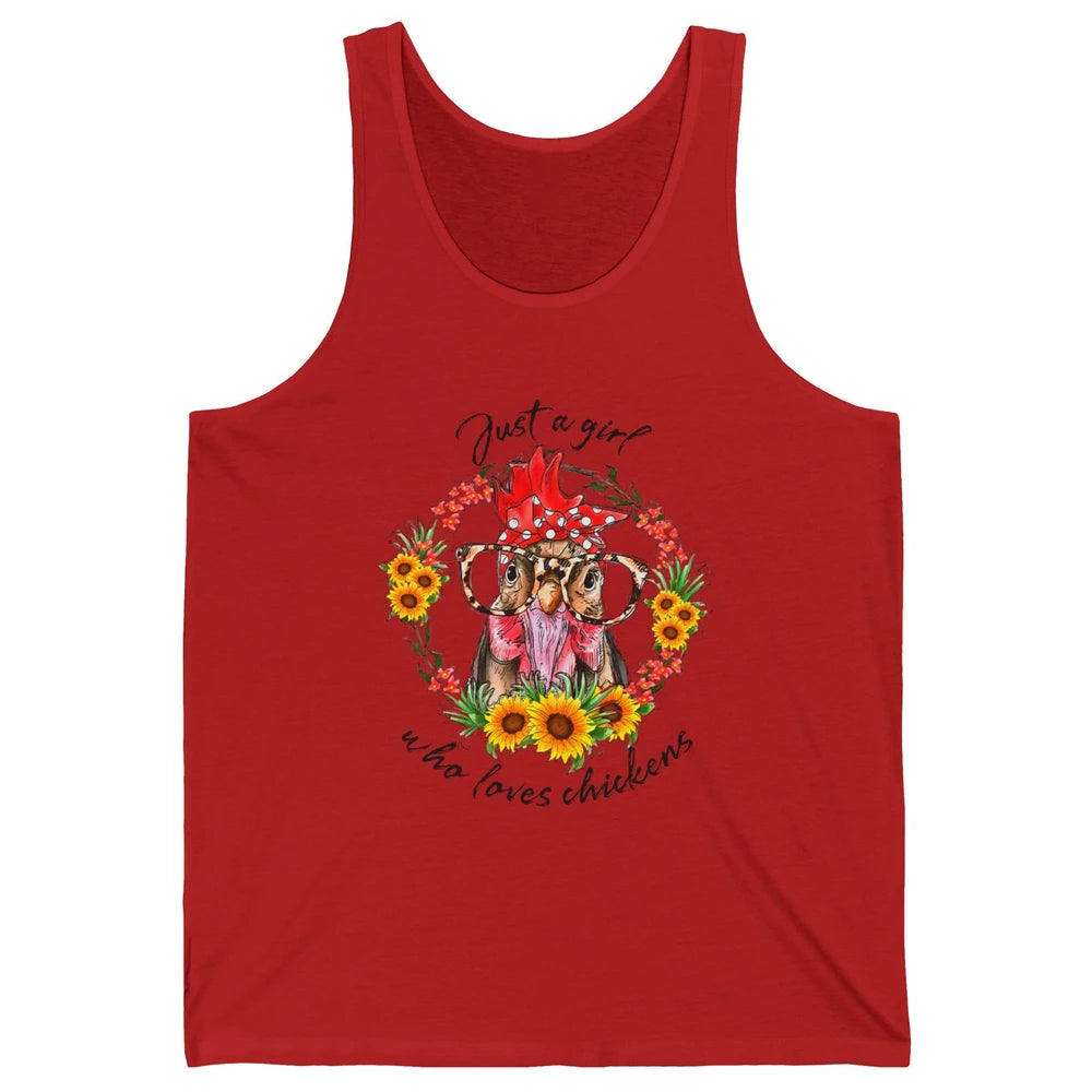 Retro Just Girl Loves Chickens Flower Chicken Farm Animal Unisex Jersey Tank