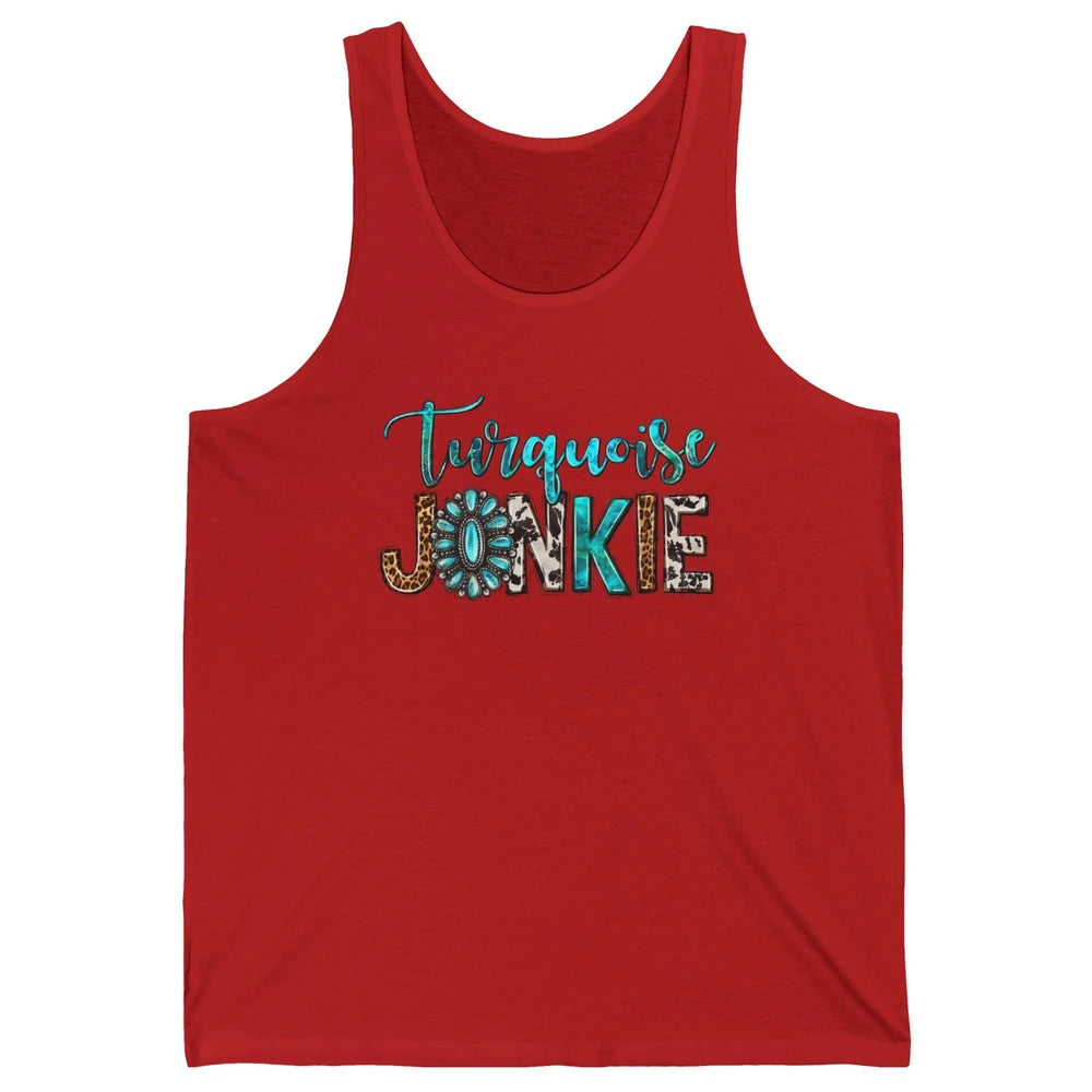 Retro Leopard Turquoise Junkie Gemstone Western Country Unisex Jersey Tank