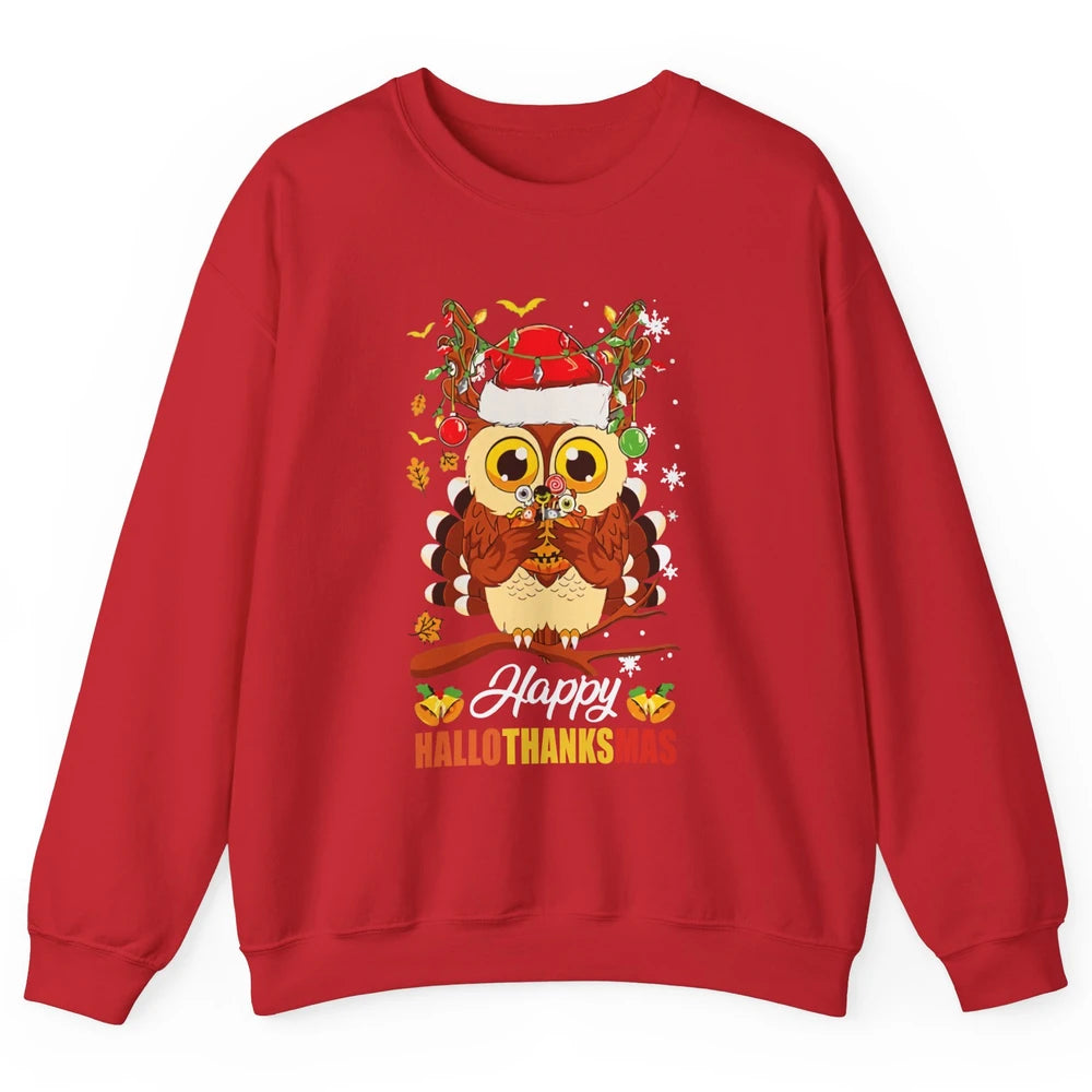 Owl Halloween Owl Thanksgiving Owl Christmas Owl Lovers Gift Unisex Crewneck Sweatshirt