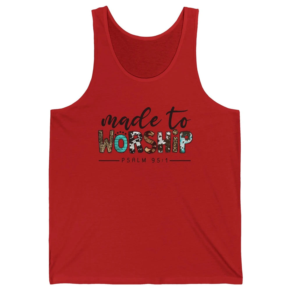 Leopard Made To Worship Bible Christian Western Country Unisex Jersey Tank