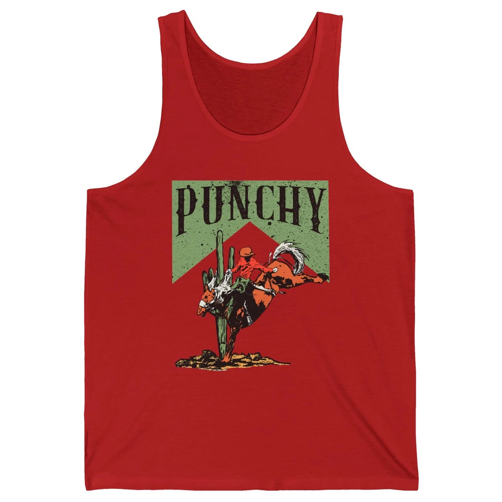 Retro Cowboy Rodeo Punchy Bucking Horse Western Country Unisex Jersey Tank