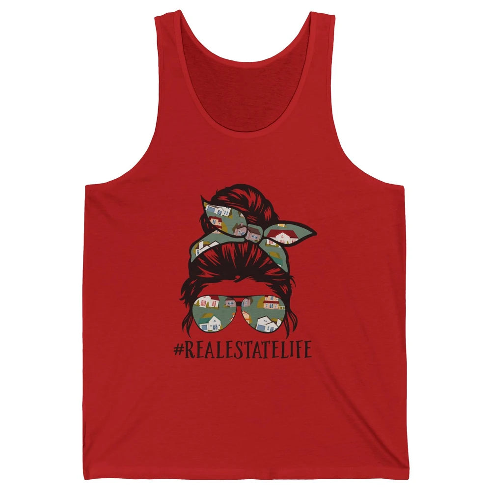 Real Estate Wife Life Messy Bun Mom Realtor Women Close Deal Unisex Jersey Tank
