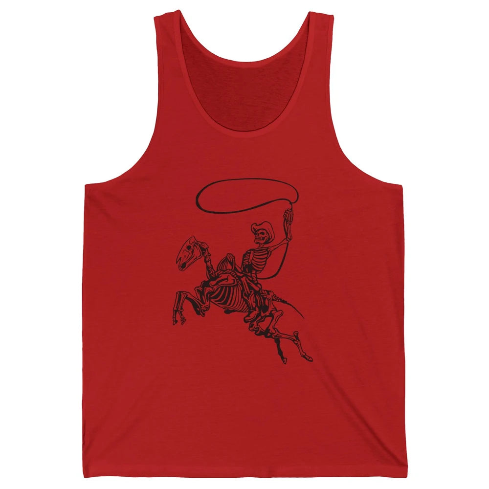 Retro Cowboy Skeleton Lassoing Western Country Horse Lovers Unisex Jersey Tank