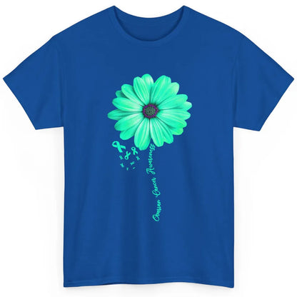 Ovarian Cancer Awareness Daisy Flower Teal Ribbon Cancer Classic Unisex T-Shirt