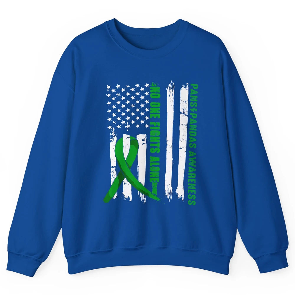 PANS/PANDAS Awareness Retro US Flag No One Fight Alone Unisex Crewneck Sweatshirt
