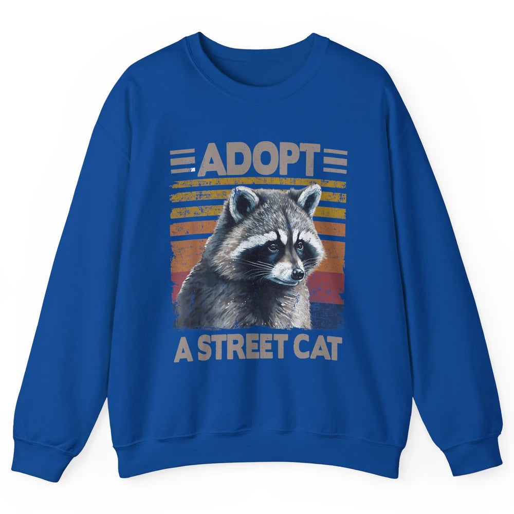 Retro Adopt A Street Cat Raccoon Watercolor Possum Adoption Unisex Crewneck Sweatshirt