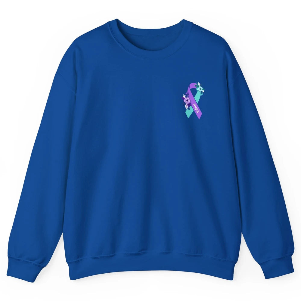 Psychogenic Non-epileptic Seizures PNES Purple Teal Ribbon Unisex Crewneck Sweatshirt