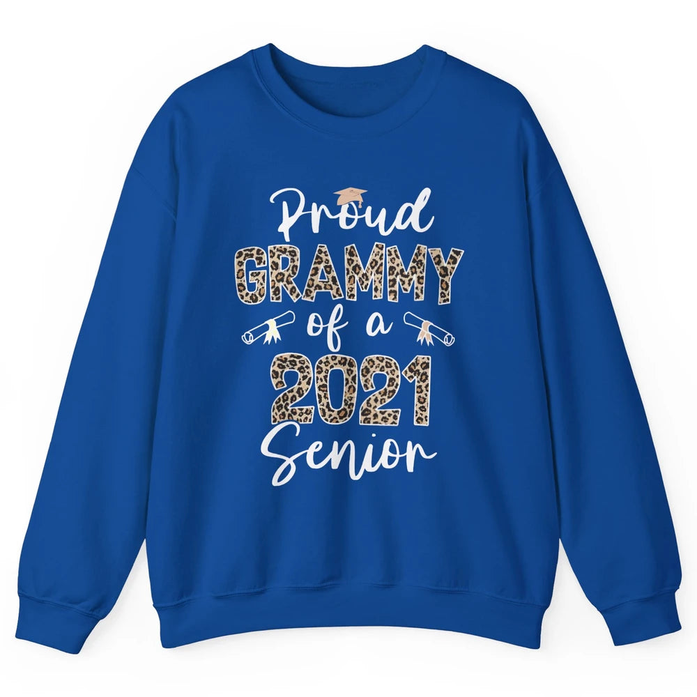 Proud Grammy Of A 2021 Senior Senior 2021 Grad Party Leopard Unisex Crewneck Sweatshirt