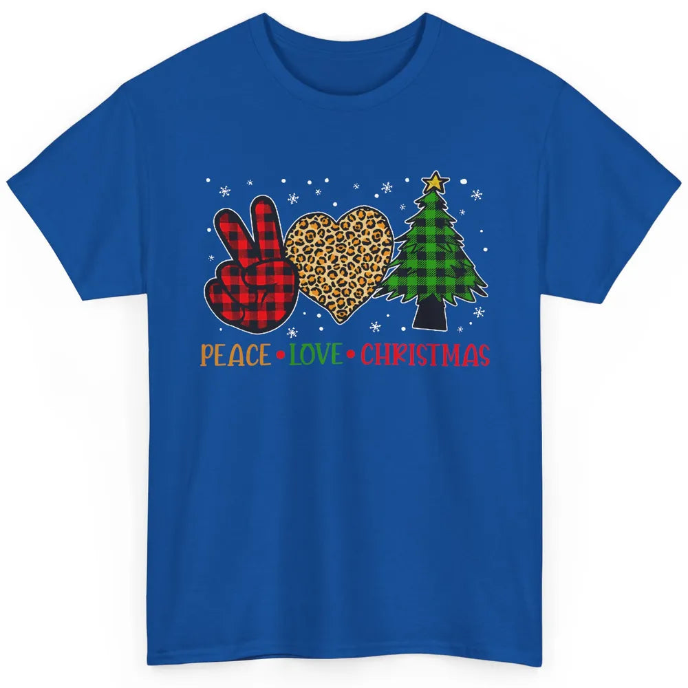 Peace Love Christmas Cute Christmas Heart Plaid Xmas Gift Classic Unisex T-Shirt