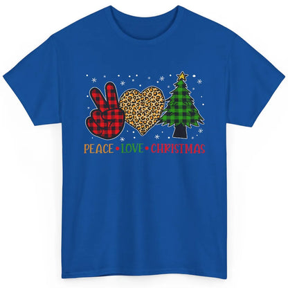 Peace Love Christmas Cute Christmas Heart Plaid Xmas Gift Classic Unisex T-Shirt
