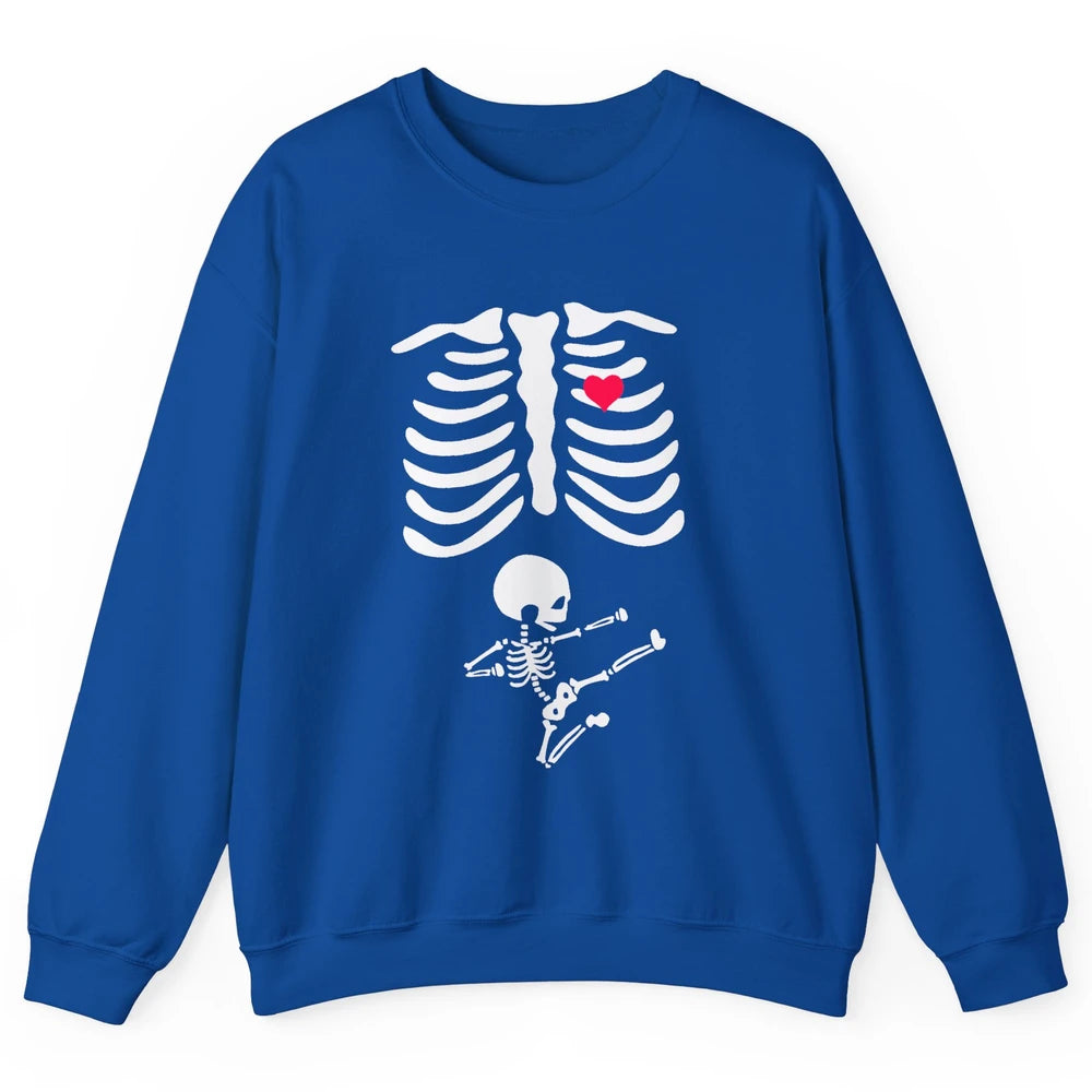 Pregnant Halloween Skeleton Naughty Baby Boy Pumpkin Costume Unisex Crewneck Sweatshirt