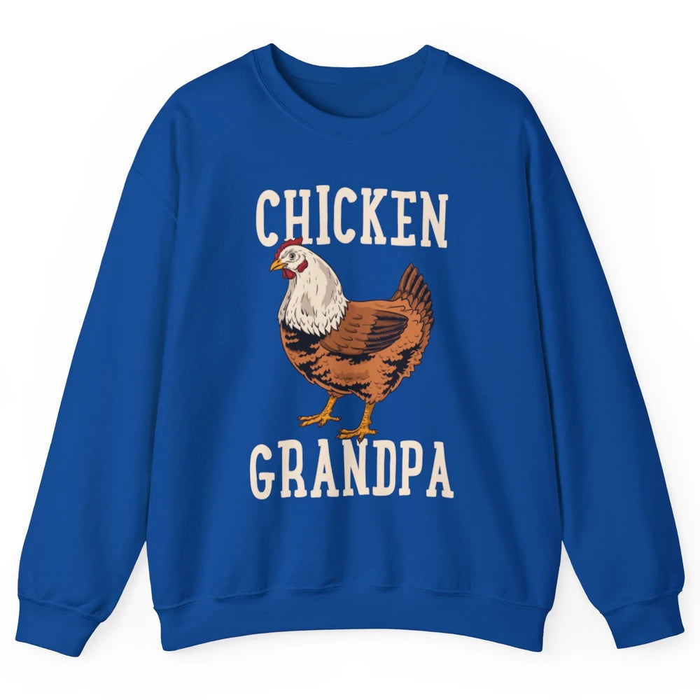 Retro Chicken Grandpa Funny Grandfather Vintage Farm Animal Unisex Crewneck Sweatshirt