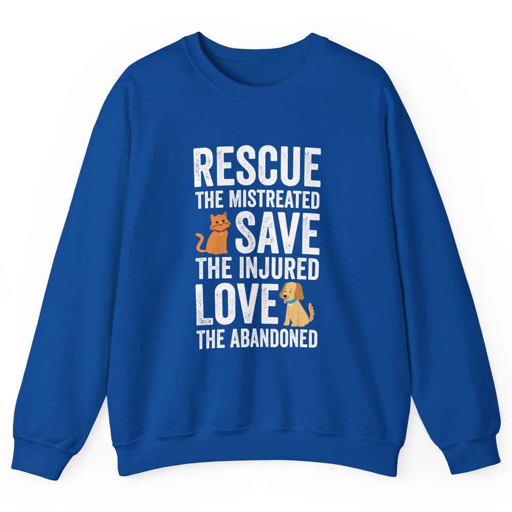 Rescue Mistreated Save Injured Adopt Dog Cat Animal Rescuer Unisex Crewneck Sweatshirt