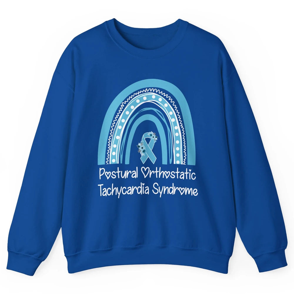 Postural Orthostatic Tachycardia Syndrome Turquoise Rainbow Unisex Crewneck Sweatshirt