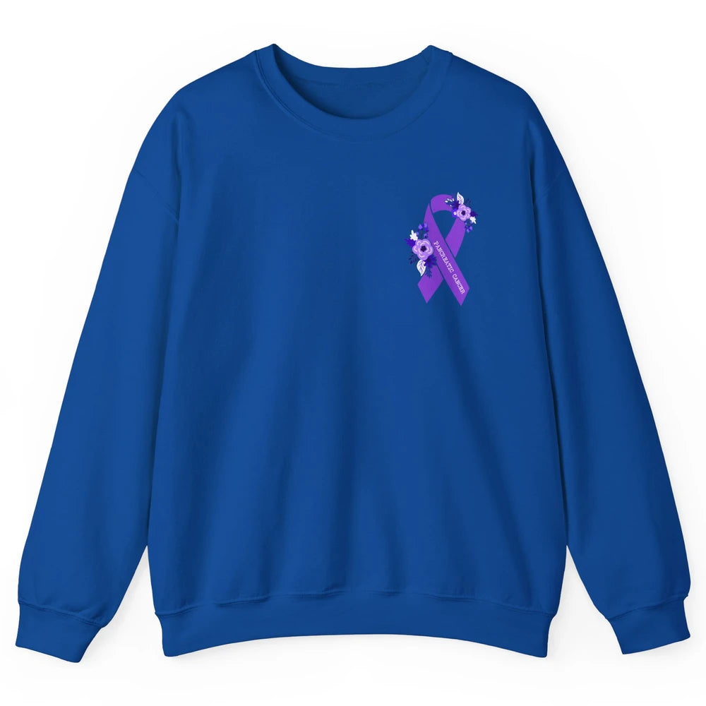 Pancreatic Cancer Awareness Floral Purple Ribbon Rainbow Unisex Crewneck Sweatshirt