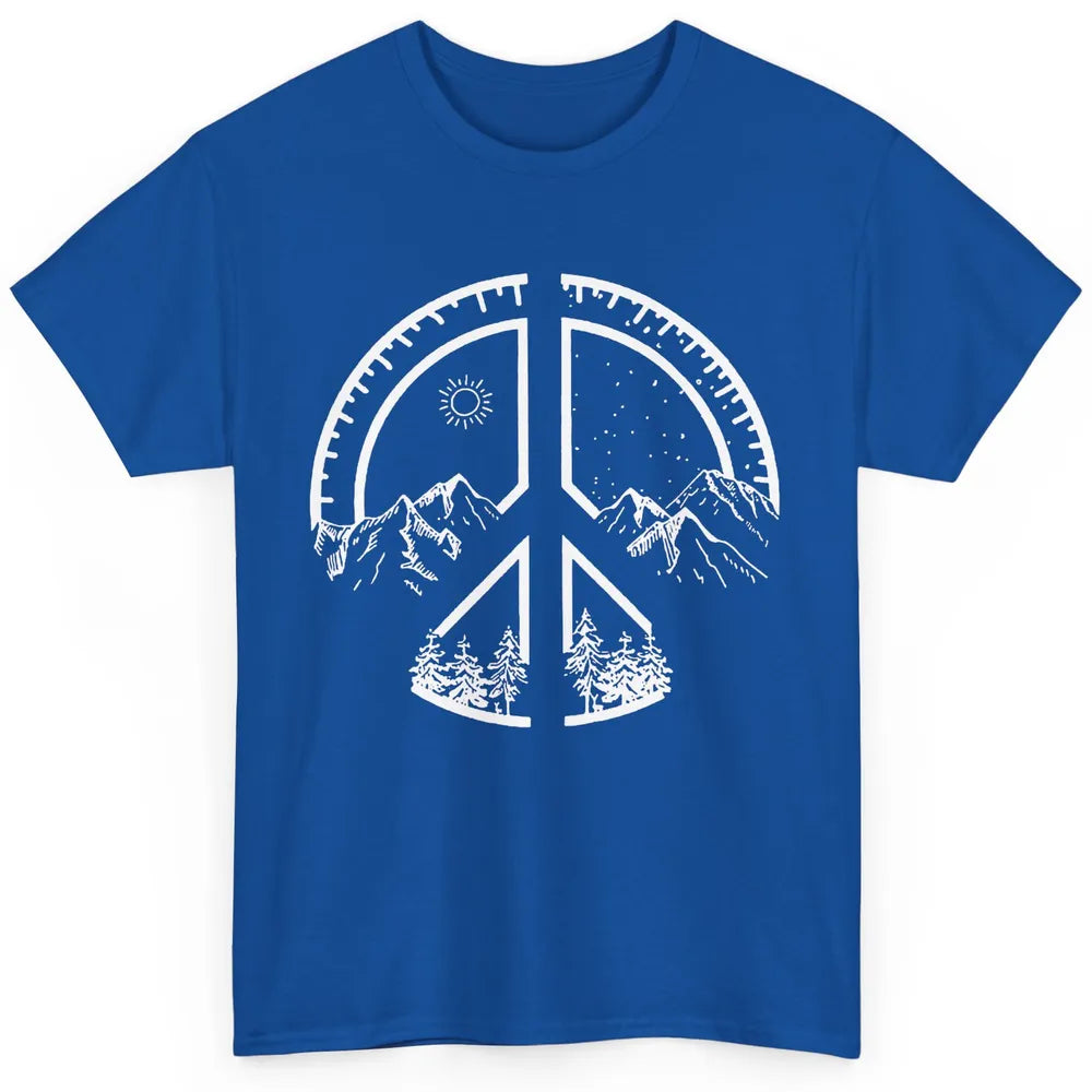 Peace Love Hiking Mountain Hikers Exploring Nature Camping Classic Unisex T-Shirt