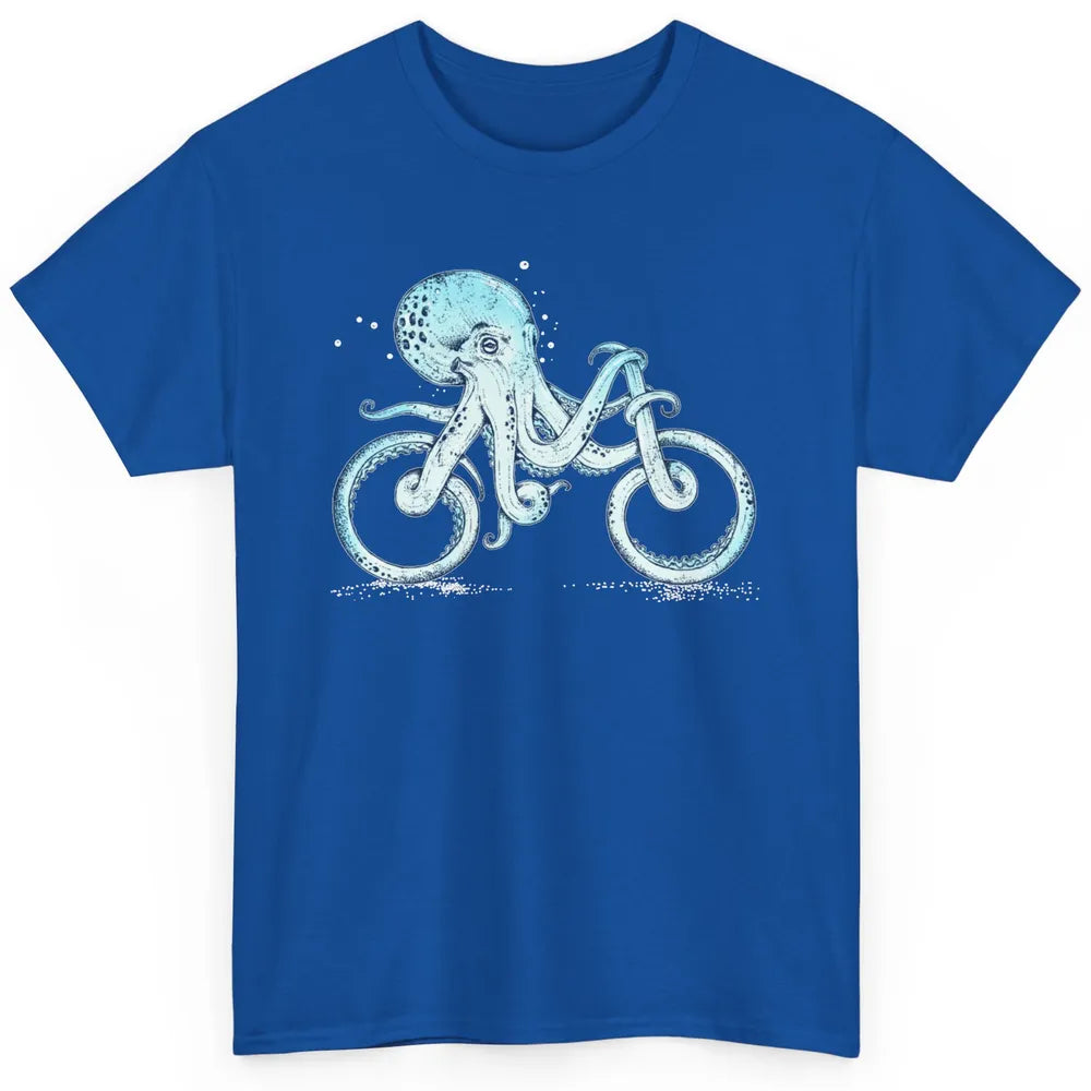 Funny Octopus Riding Bicycle Retro Marine Sea Creature Bike Classic Unisex T-Shirt
