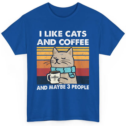 Retro Funny Fall Cat I Like Cats Coffee And Maybe 3 People Classic Unisex T-Shirt
