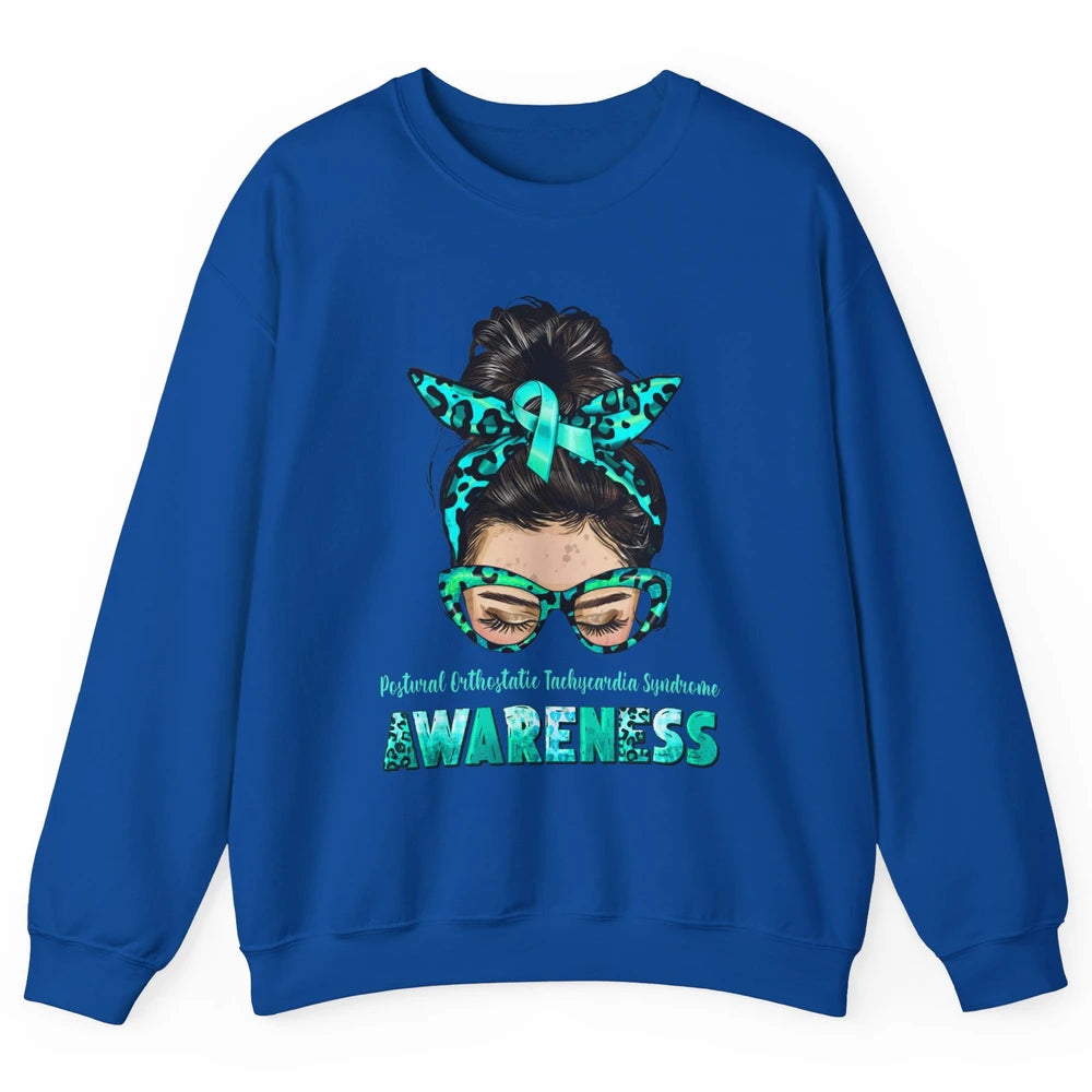 Postural Orthostatic Tachycardia Syndrome Ribbon Messy Bun Unisex Crewneck Sweatshirt