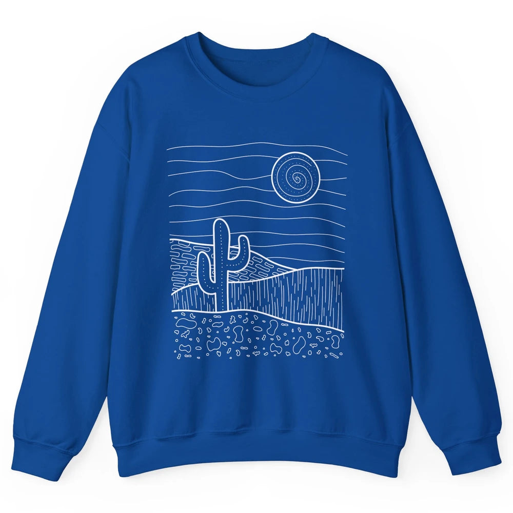 Abstract Desert Cactus Sunset Western Country Minimalist Unisex Crewneck Sweatshirt