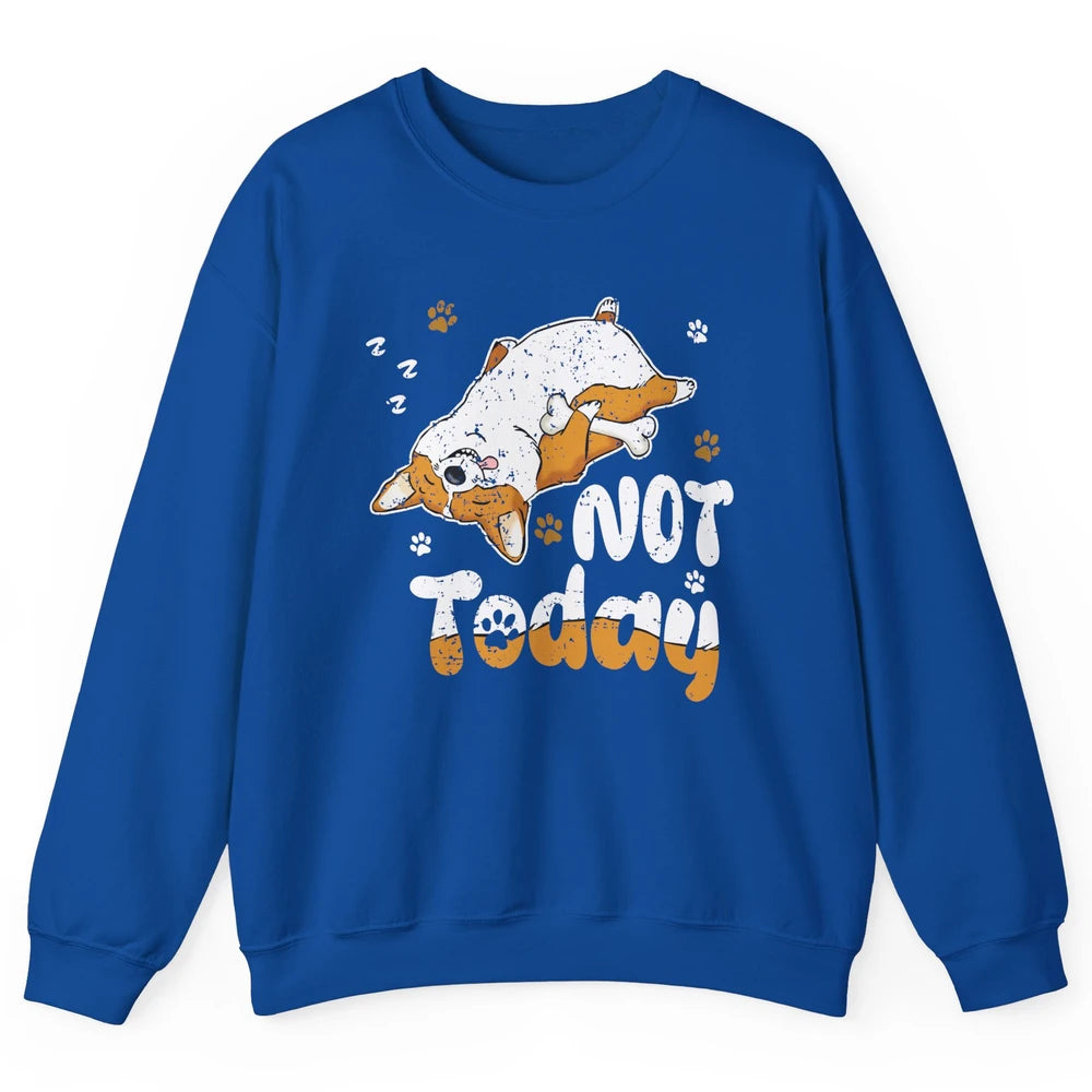 Retro Lazy Corgi Not Today World Lazy Day Corgi Dog Lovers Unisex Crewneck Sweatshirt